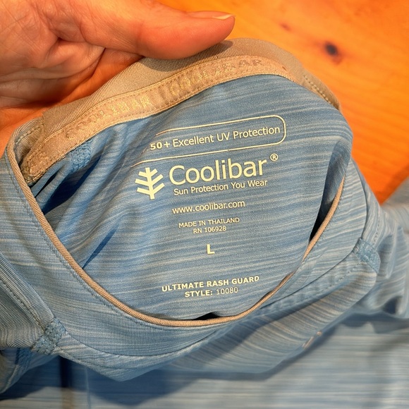 COOLIBAR Boys L 10-12 Surf Blue/Gray UV Rashguard Ultimate Line Texture Stripe - Picture 7 of 7